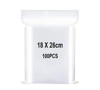 Sacchetti in Plastica Trasparente Richiudibili, Sacchetto Sigillato, Borsa con Chiusura a Cerniera, Applicano a Articoli per Bricolage, Deposito di Abbigliamento, ecc. 18x26cm 100pezzi