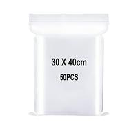 Sacchetti in Plastica Trasparente Richiudibili, Sacchetto Sigillato, Borsa con Chiusura a Cerniera, Applicano a Articoli per Bricolage, Deposito di Abbigliamento, ecc. 30x40cm 50pezzi