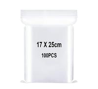 Sacchetti in Plastica Trasparente Richiudibili, Sacchetto Sigillato, Borsa con Chiusura a Cerniera, Applicano a Cucina, Ufficio, Conservazione della Cancelleria ecc. 17x25cm 100pezzi