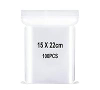 Sacchetti in Plastica Trasparente Richiudibili, Sacchetto Sigillato, Borsa con Chiusura a Cerniera, Applicano a Cucina, Ufficio, Conservazione della Cancelleria ecc. 15x22cm 100pezzi