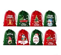 Sacchetti in velluto con coulisse con motivi festivi, perfetti per mele caramelle, piccole e decorazioni stagionali per feste (F-13 x 18 cm)