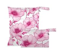 Sacchetti lavabili per stoffa con motivo floreale e morte in stile cartone animato, confezione da 2 sacchetti bagnati per costume da bagno con manici per spiaggia