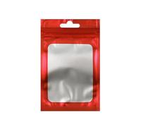 Sacchetti Mylar, Sacchetti richiudibili, 100 Pezzi di Sacchetti di Alluminio Colorati con Chiusura a Zip, Foro for Appendere, Finestra Trasparente Opaca, Chiusura Lampo autoadesiva(Red,20X30CM-OTHER)