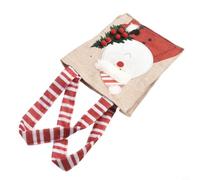 Sacchetti natalizi in lino, 15 pezzi, grandi, per regali, riutilizzabili, per feste, con manici, motivo natalizio con Babbo Natale, 19 x 15,5 x 4,5 cm (1)