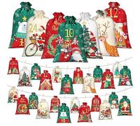 Sacchetti natalizi per conto alla rovescia, calendario con 24 tasche numerate