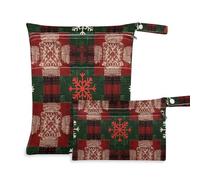 Sacchetti natalizi quadrati con cerniera per nuotatori Confezione da 2 elementi essenziali da viaggio per volare con manici per piscina, yoga, Piazze di Natale, 1 size, casual