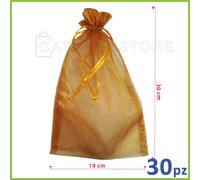 SACCHETTI ORGANZA STOCK 19x30 cm ARANCIONE BIANCO E BRONZO 30 PZ