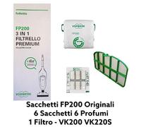 SACCHETTI ORIGINALI + FILTRO VK 200 - VK 220S VORWERK FOLLETTO 6 + 6 PROFUMINI