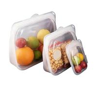 Sacchetti per Alimenti Riutilizzabili - 3 Pezzi Sacchetti Porta Spuntini in Silicone,Buste ermetiche per alimenti - per Carne Formaggio Verdura Frutta Pranzo Viaggio Frigo Preparazione Pasti