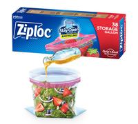 Sacchetti per alimenti Ziploc da 38 galloni, design che rimane aperto con fondo verticale, facili da riempire.