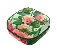Sacchetti per assorbenti igienici, borsa per assorbenti mestruali rosa camelia in tessuto Oxford sacchetti per coppette mestruali per allattamento con cerniera per ragazze adolescenti donne donne,