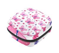 Sacchetti per assorbenti igienici, con cerniera, per coppette mestruali, con farfalle rosa e fiori morbidi, per ragazze e donne