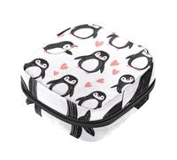 Sacchetti per assorbenti igienici, con cerniera, per coppette mestruali, pinguino e cuore, morbidi assorbenti femminili, per ragazze e donne