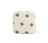 Sacchetti per assorbenti igienici con cerniera per ragazze adolescenti, Cactus bianco.