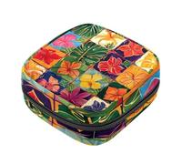 Sacchetti per assorbenti igienici, con elementi hawaiani, fiori mestruali, in tessuto Oxford, per coppette mestruali, per allattamento, tamponi, mestruazioni, con cerniera, per ragazze e donne,