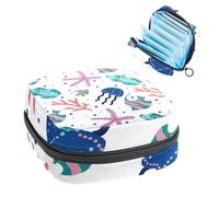 Sacchetti per assorbenti igienici da donna, borsa per assorbenti mestruali di grande capacità, borsa per il ciclo mestruale, motivo stella marina corallo marina erbaccia borse mestruali borse porta