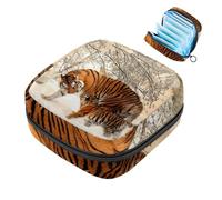 Sacchetti per assorbenti igienici da donna, grande capacità, borsa per assorbenti mestruali, bella tigre che cammina sulla neve sul terreno mestruale, borse per tamponi