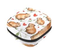 Sacchetti per assorbenti igienici da donna, grande capacità, borsa per assorbenti mestruali, capibara e cuore con motivo floreale per mestruazioni, borse per tamponi