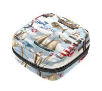 Sacchetti per assorbenti igienici, Fari e navi Borsa per assorbenti mestruali in tessuto Oxford sacchetti per coppette mestruali per allattamento con cerniera per ragazze adolescenti donne donne,