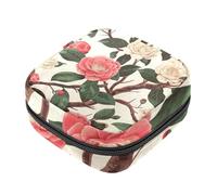 Sacchetti per assorbenti igienici, stampa camelia, borsa per assorbenti mestruali, in tessuto Oxford, per coppette mestruali, per allattamento, tamponi, mestruazioni, con cerniera, per ragazze e