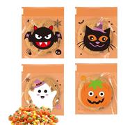 Sacchetti per biscotti con chiusura - Sacchetti trasparenti in cellophane autosigillanti | 100 sacchetti per dolcetti in cellophane | sacchetti trasparenti da 4 x 4 pollici per Halloween, piccoli