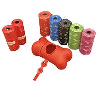 Sacchetti per bisogni dei cani, con dispenser e clip per guinzaglio, confezione da 105 sacchetti igienici per cani con dispenser e clip, Sacchetti per Deiezioni Canine. (rosso)
