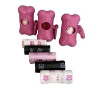 Sacchetti per bisogni dei cani, con dispenser e clip per guinzaglio, confezione da 105 sacchetti igienici per cani con dispenser e clip, Sacchetti per Deiezioni Canine. (rosa)