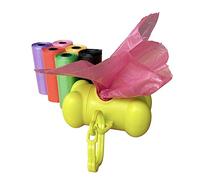 Sacchetti per bisogni dei cani, con dispenser e clip per guinzaglio, confezione da 105 sacchetti igienici per cani con dispenser e clip, Sacchetti per Deiezioni Canine. (Giallo Lime)