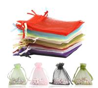 Sacchetti per Confetti,Sacchetti Organza,Sacchetti Confetti Comunione,Sacchetti Regalo Piccoli,50PCS Sacchetto Organza 10*8cm,Porta Bomboniere,Mesh Party Wedding Matrimonio Favor Mini Candy Bags