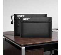 Sacchetti per contanti ignifughi, confezione da 2 con schermatura termica a 8 strati, cerniere impermeabili e chiusura rinforzata, per passaporti