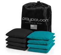 Sacchetti per Cornhole resistenti alle intemperie Play Platoon - Set di 8 sacchetti per Cornhole regolamentari - Verde acqua e nero - Sacchetti p