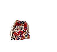 Sacchetti per cosmetici con coulisse floreale per rossetto, articoli da toeletta, borse per monete, borse, chiavi, auricolari, in cotone, organizer per trucco, Banlan 14 x 16 cm, Taglia unica