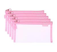 Sacchetti per cosmetici in rete, confezione da 5 in nylon formato A6, astuccio per matite, astuccio da viaggio, prodotti da toeletta, trucco, cerniera, sacchetto in rete, organizer per ufficio, ve