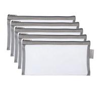 Sacchetti per cosmetici in rete, confezione da 5 matite in nylon, taglia B6, da viaggio, astuccio da toilette cosmetico, con cerniera in rete, sacchetto portaoggetti per WC, grigio, B6