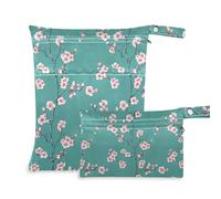 Sacchetti per costume da bagno con cerniera, confezione da 2 sacchetti bagnati per costume da bagno con manici per fare il bagno, bagno (Cherry Blossom Spring Green Peach)
