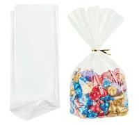 Sacchetti per dolcetti con Fondo Piatto e Soffietto, Sacchetti Regalo in cellophane Trasparente con Lacci, Sacchetti Regalo per bomboniere, Piccoli Regali 25/50 Pezzi