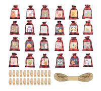Sacchetti per dolcetti natalizi, con calendario per conto alla rovescia di 24 giorni, sacchetti per caramelle per Natale, cioccolatini, noci, gommose, lecca-lecca, cracker, frutta, braccialetti e