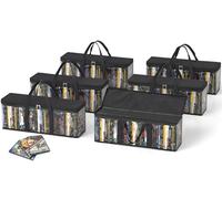 Sacchetti per DVD, scatole per DVD con manici per il trasporto, borse organizer per DVD, CD, dischi Blu Ray, custodie per film, scatole VHS, dischi per videogiochi, album, libri (nero, 6 pezzi)