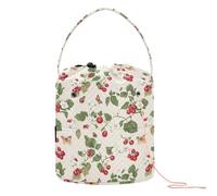 Sacchetti per filati all'uncinetto con frutta fresca e frutti di bosco rossi e beige, organizer portatile per filati all'uncinetto da viaggio