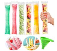 Sacchetti per Ghiaccioli, 200 pezzi Sacchetti per Ghiaccioli Usa e Getta con Imbuto, Senza BPA, Sacchetti per muffe Ice Popsicle per Congelare Snack Yogurt Frullati Gelato Party