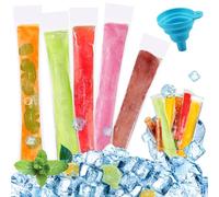 Sacchetti per Ghiaccioli, RosyFate 100 pezzi Sacchetti Riutilizzabili Ice Pop, con Imbuto, Stampi per Ghiaccioli, per Yogurt, Caramelle Rock, Gelato Party