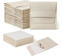 Sacchetti per gioielli in microfibra, 8 x 8 cm, 120 pezzi, beige, piccoli sacchetti di stoffa con coulisse per collane, bracciali, bomboniere di nozze