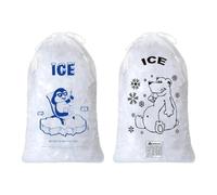 Sacchetti per il ghiaccio con coulisse, 50 pezzi, resistenti alle basse temperature, chiusura a coulisse, soluzione affidabile per il trasporto di ghiaccio in campeggio, feste in spiaggia, picnic