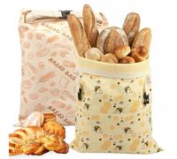 Sacchetti per il Pane 2 Pezzi Sacchetto per Pane in Cera d'Api Naturale 43cm×33cm Sacchetti di Cotone Riutilizzabili Lavabili per Lievito Madre Conservare gli Alimenti Freschi e Fragranti