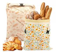 Sacchetti per il Pane 2 Pezzi Sacchetto per Pane in Cera d'Api Naturale 43cm×33cm Sacchetti di Cotone Riutilizzabili Lavabili per Lievito Madre Conservare gli Alimenti Freschi e Fragranti