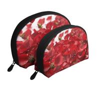 Sacchetti per il trucco stampati con petali di rosa rossi, 2 pezzi, portatile, da viaggio, trousse da viaggio per cosmetici, organizer per donne