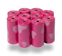 Sacchetti per la Cacca dei Cani (150 Sacchetti) by Best Pet Supplies - Plastica Spessa, Cuori Rosa, 33x23 cm