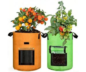 Sacchetti per la crescita delle piante, 7/10 galloni, borsa trasparente per piantare patate con doppio tessuto in feltro traspirante per la raccolta, per la coltivazione di verdure in giardino (mix-L)