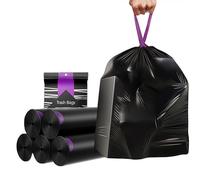 Sacchetti per la spazzatura con coulisse, 20 l, resistenti e sicuri, per sacchetti della spazzatura antigoccia, per ufficio, casa, cucina, giardino (5 rotoli, 100 pezzi, 50 x 55 cm)