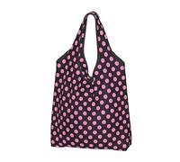 Sacchetti per la spesa riutilizzabili con stampa a pois rosa, 2 pezzi, pieghevoli, con manici